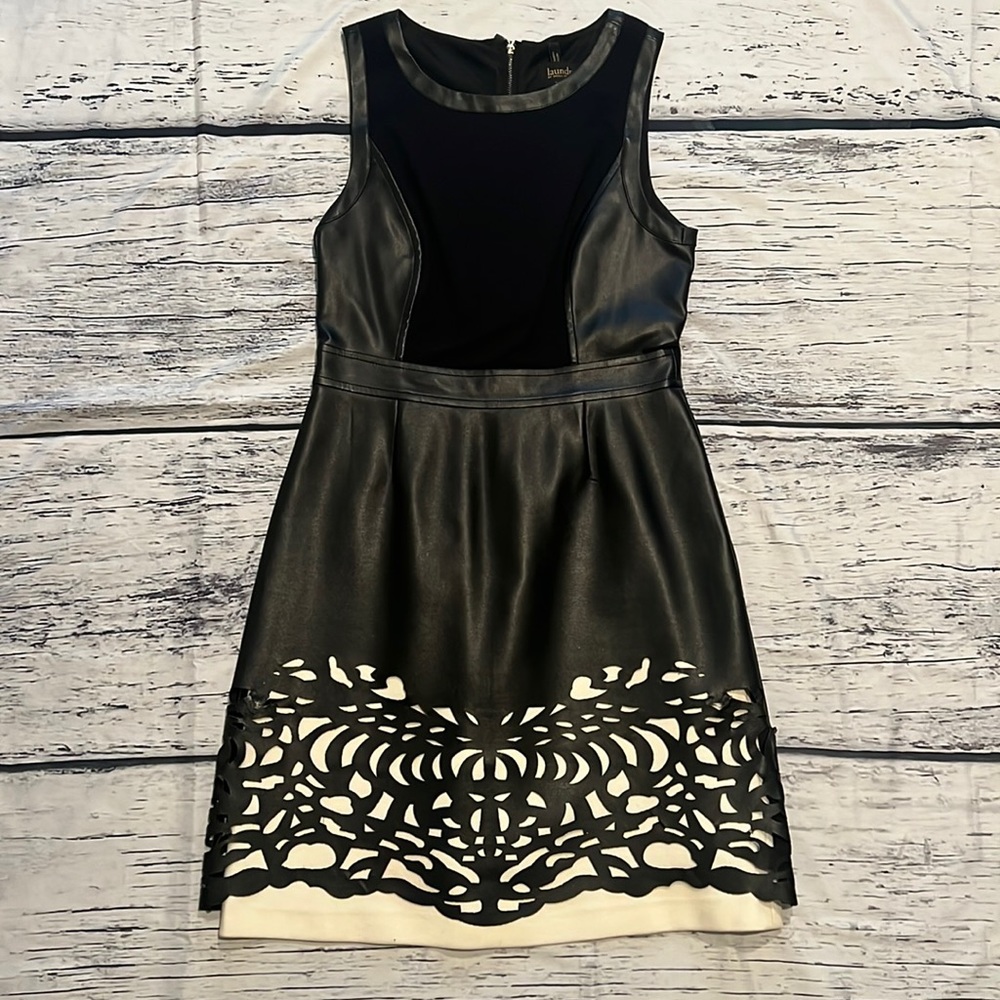 SALE Black Faux Leather Sleeveless Dress Size 2